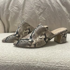 Aldo snake skin heeled mule